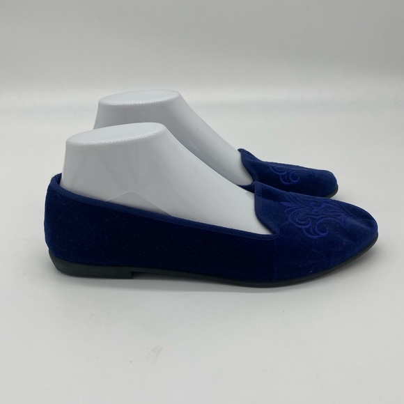 Sunset Blue Crushed Velvet Flats - Picture 3 of 10